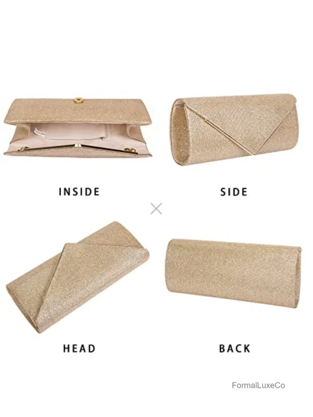 Sparkling Envelope Evening Bag with Detachable Chain Clutch Purse